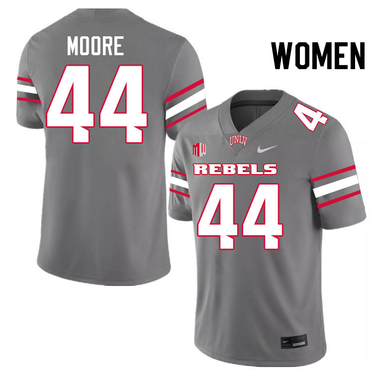 Women #44 Christian Moore UNLV Rebels College Football Jerseys Stitched-Grey